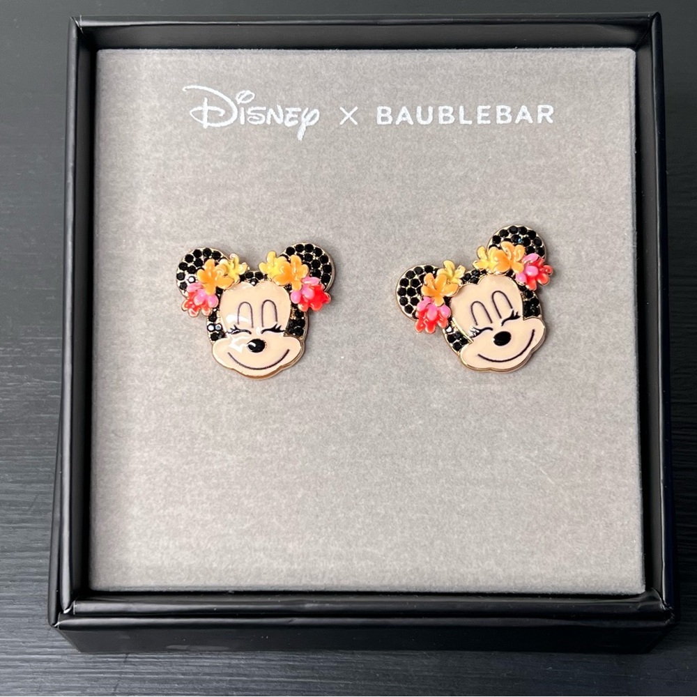 Disney x Baublebar Minnie Mouse Floral Earrings NWT - Picture 2 of 5